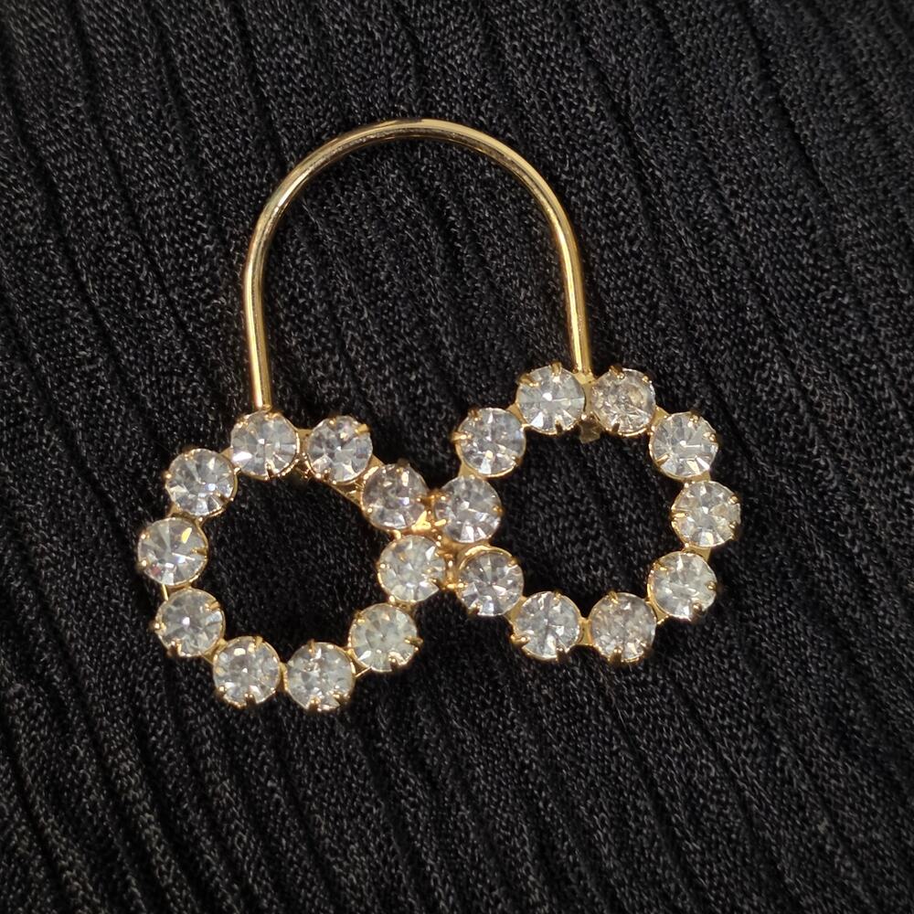 Vintage Rhinestone Brooch Gold Tone Geometric Abstract Sparkly Pin